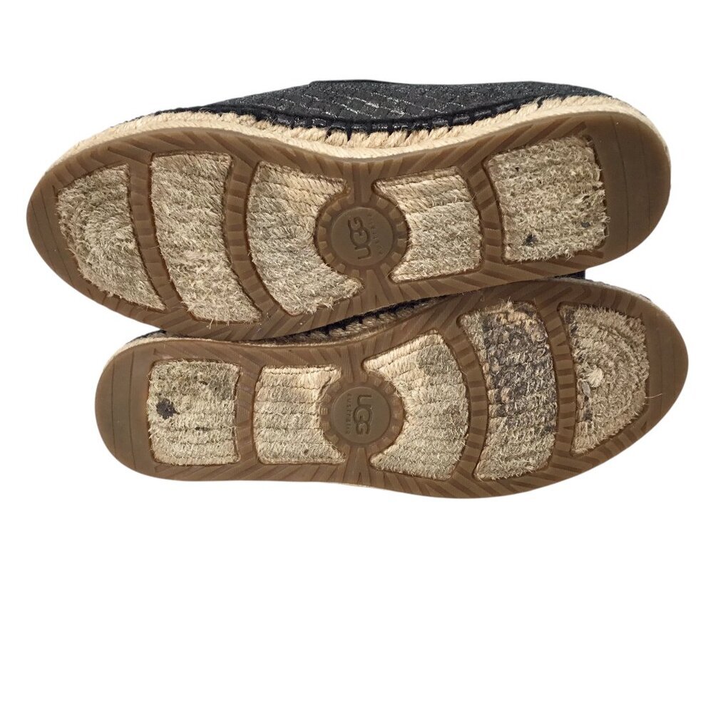 Ugg Sandrinne Espadrille Size 5 Basket Woven Flats Black Gold Metallic 1010196 - Picture 12 of 13